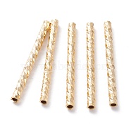 Brass Tube Beads, Long-Lasting Plated, Faceted Tube, Real 24K Gold Plated, 25x2mm, Hole: 1.2mm(KK-Y003-77A-G)