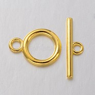 Tibetan Style Alloy Toggle Clasps, Lead Free and Cadmium Free, Golden, Ring: 19x14mm, Bar: 2x22mm, Hole: 2.5mm(K089Y011)