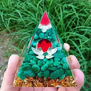 Orgonite Pyramid Resin Energy Generators, Reiki Natural Jade Chips Inside for Home Office Desk Decoration, Red, 60x60x60mm(PW23042594902)