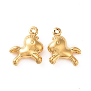 304 Stainless Steel Pendants, Horse Charms, Golden, 13.3x11.3x3.8mm, Hole: 1mm(STAS-D243-02G)