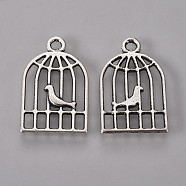 Tibetan Style Alloy Pendants, Cadmium Free & Nickel Free & Lead Free, Birdcage, Antique Silver, 19x12x2mm, Hole: 2mm(PALLOY-A15345-AS-NF)