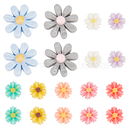 90Pcs 9 Colors Flatback Opaque Resin Flower Daisy Cabochons, Mixed Color, 9x2.5mm, 10pcs/color;;17~18x5~6mm,10pcs/color(CRES-GF0001-03)
