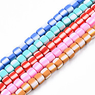 Handmade Polymer Clay Beads Strands, Cube, Mixed Color, 5x5x4.5mm, Hole: 2mm, about 85~86pcs/strand, 15.83 inch~16.06 inch(40.2~40.8cm)(CLAY-N010-074)