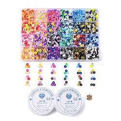 DIY Heishi Surfer Bracelet Making Kit, Including 168g Disc/Flat Round Polymer Clay Beads, CCB Plastic Beads, Elastic Thread, Mixed Color(DIY-FS0002-94)