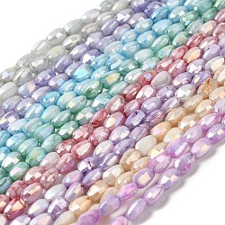 Electroplate Glass Beads Strands, Rainbow Plated, Faceted, Teardrop, Mixed Color, 6.5x4.5x3.5mm, Hole: 1mm, about 70pcs/strand, 17.72''(45cm)(GLAA-D013-05)