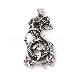 Tibetan Style 304 Stainless Steel Pendants, Snake, Antique Silver, 53x27x8mm, Hole: 8x4.5mm(STAS-P305-05AS)