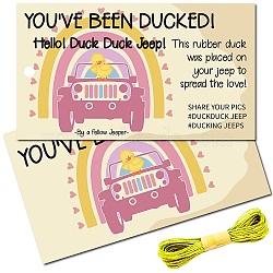 50Pcs Duck Theme Paper Card, Greeting Card, Rectangle, with 10m Jute Twine, Rainbow, 87.5x50mm, Hole: 4mm, 50pcs(AJEW-CN0001-90B)