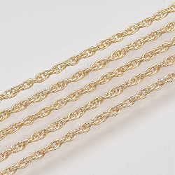 Soldered Brass Covered Iron Rope Chains, with Spool, Light Gold, 2.5x1.5x0.2mm, about 328.08 Feet(100m)/roll(CH-S125-07A-LG)