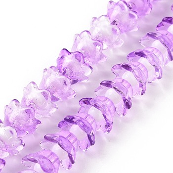Transparent Glass Beads Strands, Flower, Medium Orchid, 11~12x7.5~8mm, Hole: 1.4mm, about 50pcs/strand, 11.42''(29cm)