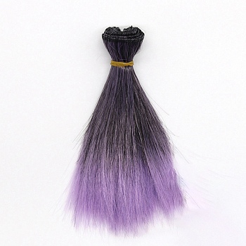 High Temperature Fiber Long Straight Ombre Hairstyle Doll Wig Hair, for DIY Girl BJD Makings Accessories, Indigo, 5.91 inch(15cm)