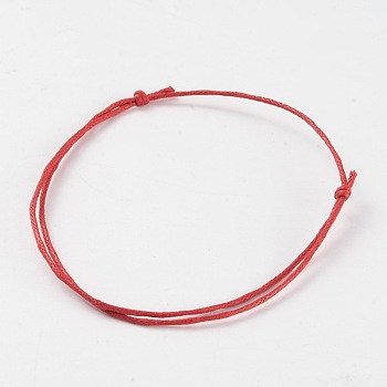 Adjustable Waxed Cord Bracelets, Red String Bracelets, Red, 50~100mm(2 inch~3-7/8 inch)