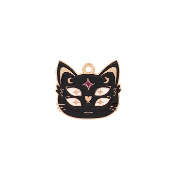 Zinc Alloy Pendants, Cat, Black, 22x20mm