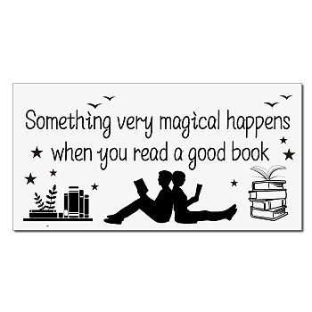 PVC Wall Stickers, Motivational Quote Sticker, for Wall Decoration, Word Something Very Magical Happens When You Read A Good Book, Black, 590x300mm