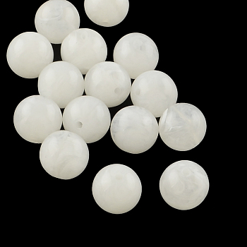 Round Imitation Gemstone Acrylic Beads, White, 8mm, Hole: 2mm