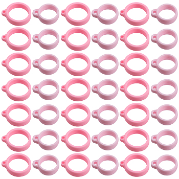 60Pcs 2 Style Silicone Pendant, for Electronic stylus & Lighter Making, Ring, Pink, 29x13~24.5x7mm, Hole: 3mm, 30pcs/style