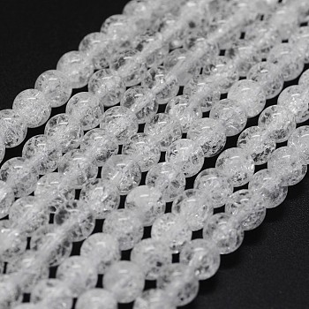 Natural Crackle Quartz Beads Strands, Round, 8mm, Hole: 0.8mm, about 49pcs/strand, 15.7 inch