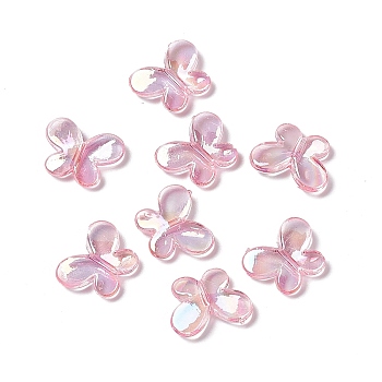 Transparent Acrylic Beads, AB Color, Butterfly, Pink, 13x17x3.7mm, Hole: 1.4mm