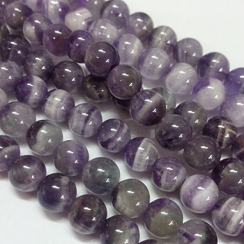 Gemstone Beads Strands, Natural Grade B Amethyst, Round, Purple, 14mm, Hole: 1mm, about 28pcs/strand