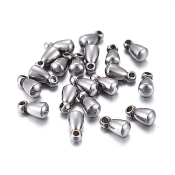 201 Stainless Steel Chain Extender Drop, Teardrop, Stainless Steel Color, 6x3x3mm, Hole: 0.9mm