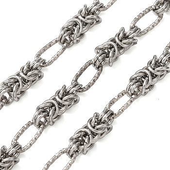 304 Stainless Steel Knot Link Chains, Unwelded, with Spool, Stainless Steel Color, 18x6x6mm and 11x6x1mm