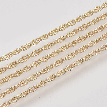 Soldered Brass Covered Iron Rope Chains, with Spool, Light Gold, 2.5x1.5x0.2mm, about 328.08 Feet(100m)/roll