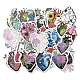 50Uds. pegatinas autoadhesivas de dibujos animados de PVC con forma de corazón humano floral(STIC-G001-06)-2