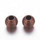 Red Copper Color Brass Textured Round Beads(X-EC247-NFR)-1