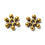Tibetan Style Alloy Spacer Beads, Snowflake, Cadmium Free & Lead Free, Antique Golden, 8x7x2mm, Hole: 1.5mm(X-TIBEB-1171-AG-LF)