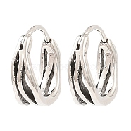 316 Surgical Stainless Steel Hoop Earrings, Antique Silver, 13.5x14.5x5mm(EJEW-D096-05A-AS)