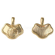 Brass Pendants, Nickel Free, Lock with Chinese Character Blessing, Real 18K Gold Plated, 15.5x15x3mm, Hole: 3x4mm(KK-N233-233)