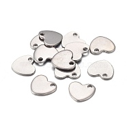 201 Stainless Steel Charms, Laser Cut, Stamping Blank Tag, Heart, Stainless Steel Color, 9x10x0.8mm, Hole: 1.4mm(STAS-F255-013P)