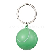 ABS Plastic Sports Ball Theme Pendants Keychains, with Iron Split Key Rings, Tennis, 6.3cm, Pendants: 36x32x32mm(KEYC-JKC00659-01)