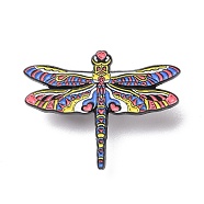 Dragonfly Enamel Pin, Animal Alloy Badge for Backpack Clothes, Electrophoresis Black, Colorful, 30.5x40x1.5mm, Pin: 1.3mm(JEWB-H006-25EB)