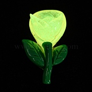 Luminous Resin Cabochons, Glow in the Dark, Flower, Sandy Brown, 25.8x15.4x10.8mm(RESI-E047-01C)