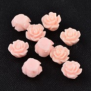 Resin Beads, Flower, Pearl Pink, 6x4mm, Hole: 1mm(RESI-B3455-A118)