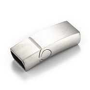 316 Surgical Stainless Steel Magnetic Clasps with Glue-in Ends, Frosted, Rectangle, Stainless Steel Color, 33x13.5x8mm, Hole: 5.5x11.5mm(STAS-F269-06MP)