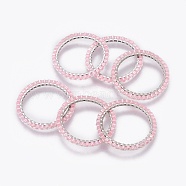 MIYUKI & TOHO Handmade Japanese Seed Beads, with 304 Stainless Steel Link Rings, Loom Pattern, Ring, Silver, Pink, 22~23x1.7mm(SEED-A028A-L-23S)