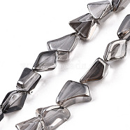 Transparent Electroplate Glass Beads Strands, Pearl Luster Plated, Nuggets, Dark Gray, 6.5~16.5x5.5~11.5x3.5~9.5mm, Hole: 1.2mm, about 61~70pcs/strand, 20.47~23.23 inch(52cm~59cm)(EGLA-T024-01B-07)