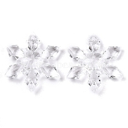 Transparent Acrylic Connector Charms, Snowflake, Clear, 36.5x31.5~32x7mm, Hole: 1.8mm, about 190pcs/500g(TACR-T028-04C)