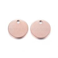 Ion Plating(IP) 304 Stainless Steel Charms, Stamping Blank Tags, Smooth Surface, Flat Round, Rose Gold, 12x1mm, Hole: 2mm(STAS-G122-21RG)