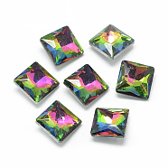 Pointed Back Glass Rhinestone Cabochons, Back Plated, Faceted, Square, Colorful, 8x8x3.5mm(RGLA-T027-8x8mm-24)