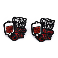 Word Coffee Is My Blood Type Enamel Pin, Medical Alloy Badge for Backpack Clothes, Electrophoresis Black, Red, 34x33x1.5mm, Pin: 1mm(JEWB-H008-13EB)
