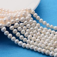 Natural Cultured Freshwater Pearl Beads Strands, Nice for Mother's Day Jewelry Making, Potato, Natural Color, White, 5~6mm, Hole: 0.8mm, about 55pcs/strand, 13.78 inch(35cm)(X-A23WT011)