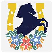 PET Hollow Out Drawing Painting Stencils, for DIY Scrapbook, Photo Album, Horse Pattern, 30x30cm(DIY-WH0391-0015)