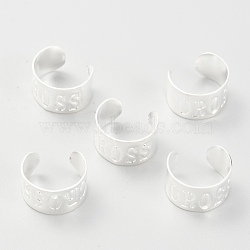 304 Stainless Steel Ear Cuff Findings, with Hole and Word Cross, Silver, 12x7mm, Hole: 1mm(STAS-H151-10S)