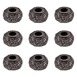 Resin Beads, Large Hole Beads, Rondelle, Black, 14x8mm, Hole: 5mm(RESI-TA0001-01)