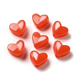 Imitation Jelly Acrylic Opaque Beads, Two Tone, Heart, Red, 14x16x7mm, Hole: 3mm(SACR-R741-01A)