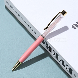 Natural Rose Quartz Chip on Top Ball-Point Pens, Aluminium Alloy Ball-Point Pen, 140mm(PW-WG35714-12)