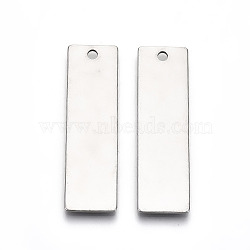 Tarnish Resistant 201 Stainless Steel Pendants, Stamping Blank Tag, Rectangle, Stainless Steel Color, 45x13x1mm, Hole: 2mm(STAS-N095-005B-01)