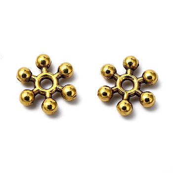Tibetan Style Alloy Spacer Beads, Snowflake, Cadmium Free & Lead Free, Antique Golden, 8x7x2mm, Hole: 1.5mm